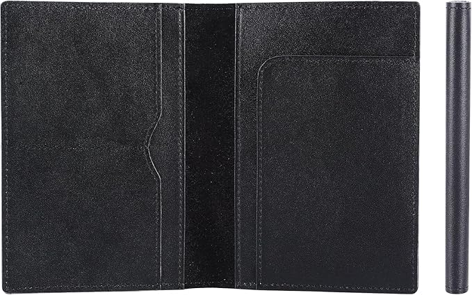 STAR VISTA Albatross Leather Travel Passport Holder, Minimalist Design, Calfskin Leather Case for Women and Men - Slim Passport Wallet, Bifold, RFID Blocking, Black