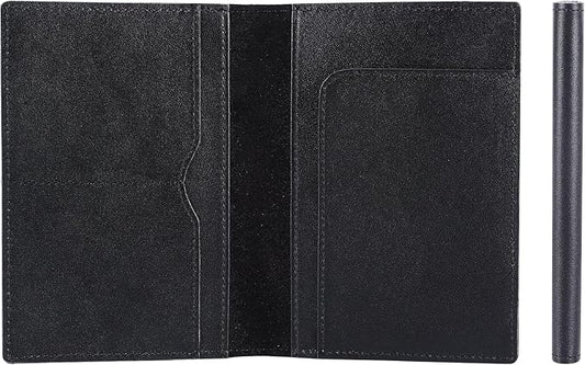 STAR VISTA Albatross Leather Travel Passport Holder, Minimalist Design, Calfskin Leather Case for Women and Men - Slim Passport Wallet, Bifold, RFID Blocking, Black
