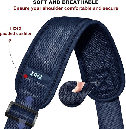 ZINZ 74" Shoulder Strap with Fixed Pad and Dual Balanced Buckles，Blue