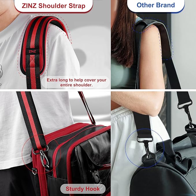 ZINZ Shoulder Strap - 59 Inch Universal Heavy-duty Adjustable Strap with Ultra-thick Fixed Breathable Pad for Laptop, Crossbody, Gym, Camera Bag and More - Stripe-BRB