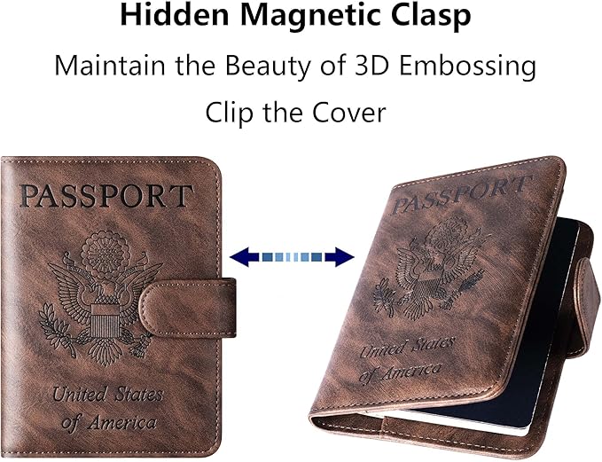 Airtag Passport Holder Cover Wallet Travel Essentials Leather Rfid Blocking Case Vacation Luggage Must Haves Travel Accessories for Men Women (117#Coffee)