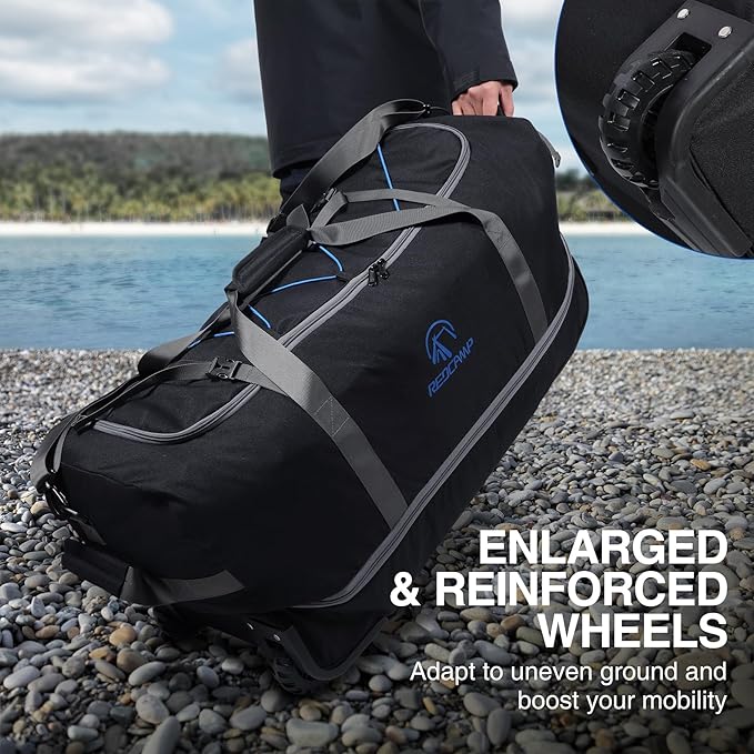 REDCAMP 85L/120L/140L Foldable Duffle Bag with Wheels, Large Travel Duffel Bag