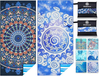 2 Pack Microfiber Lightweight Beach Towel Sand Free Quick Dry Absorbent Thin Compact Towels for Swimming Pool Camping Beach Accessories Large Easy Pack Travel Things for Vacation Essentials Gift