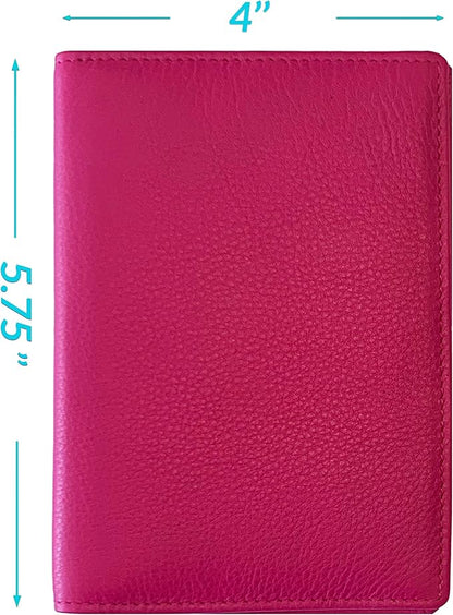 Personalized Monogrammed Bright Pink Leather RFID Passport Wallet and Luggage Tag