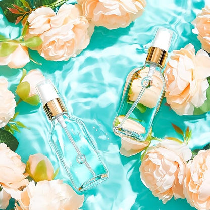 Roshtia 30 Pcs 2 oz/ 60 ml Clear Glass Spray Bottle Refillable Perfume Atomizer Clear Decorative Empty Bottles with Fine Mist Sprayer Pump for Face Body Travel
