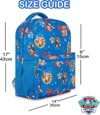 Paw Patrol Backpack for Kids - Chase, Skye, Marshall, Rubble, Rocky, Zuma, Everest, Liberty, and Ryder School Book Bag - Backpack for Boys Girls Toddlers and Adults - for Laptop and Lunch Box (Blue)
