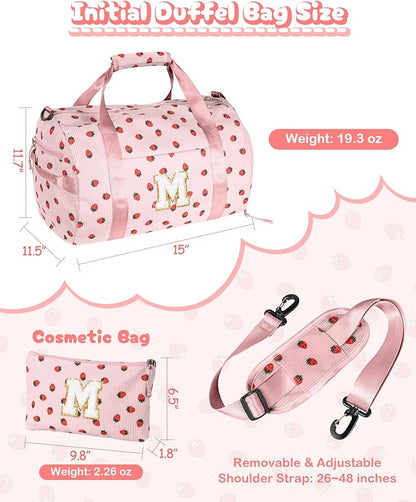 9 Year Old Girl Birthday Gifts, Girls Gym Bag, Kids Personalized Weekend Duffel Bags with Shoe Compartment, Initial Travel Tote with Makeup Bag, Cute Stuff for Daughter (Letter P)