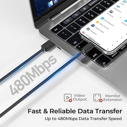 Basesailor USB Type C Charger Cable 10FT 2Pack,Nylon Charging Cord for iPhone 17 16 16e Pro Max,Samsung Galaxy Z Flip Fold,S10 S10E 10E S24 FE S25 Plus Ultra,A55 A54 A53,Google Pixel 8 7 6 5 4 XL