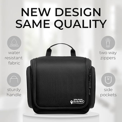 Travel Toiletry Bag for Men and Women - (10.6”x10.6”x3.2”) Large Hanging Toiletry Organizer - Waterproof Hygiene Bag with Metal XXL Swivel Hook, with Sturdy Zippers and 15 Compartments for Toiletries