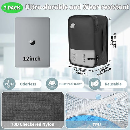 Compression Packing Cubes for Travel, Small Vacuum Bags for Business Trip, 12 Inch Professional IP67 Reusable Packing Cubes, Organizer Bags for Luggage for Women & Men(2 PACK, No Pump)