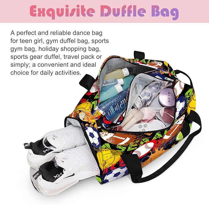 Kids Overnight Duffle Bag Boys Sport Gym Bag with Shoe Compartment & Wet Pocket, Carry On Weekender Travel Bag for Kid Boys