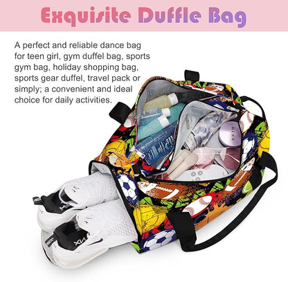 Kids Overnight Duffle Bag Boys Sport Gym Bag with Shoe Compartment & Wet Pocket, Carry On Weekender Travel Bag for Kid Boys