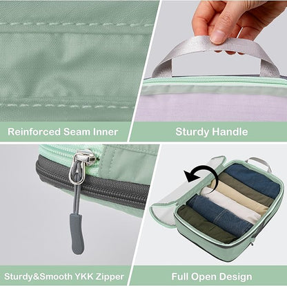 Cipway Compression Packing Cubes Mesh, Lightweight Luggage Organizer Bags with Laundry Bag,Toiletries Bag and Shoe Bag, Travel Essentials for Carry on Suitcase（8 Pcs,Sage Green）
