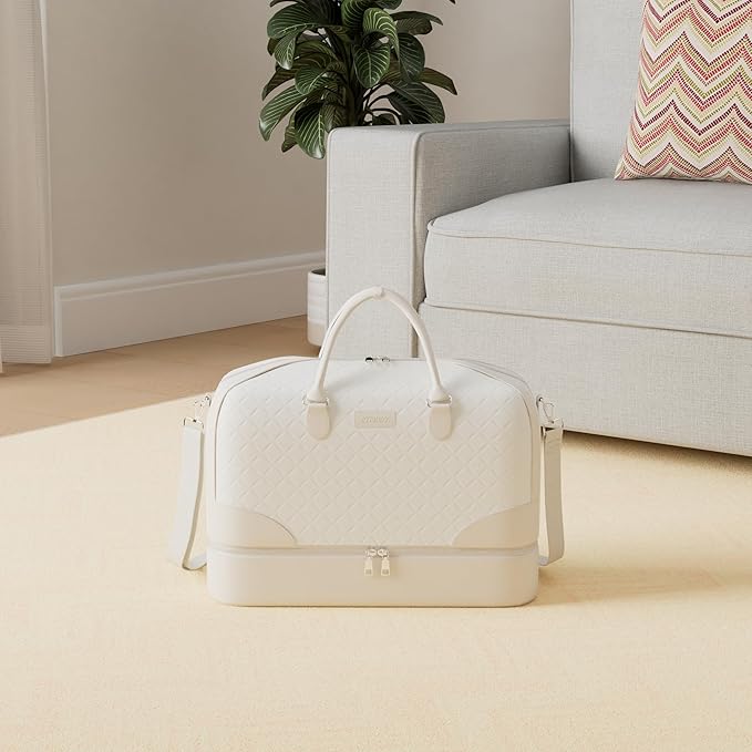 Weekender Bag for Women, Travel Duffel Bag Carry On Overnight Bag with Shoe Compartment Large Nylon Travel Weekend Tote Bag