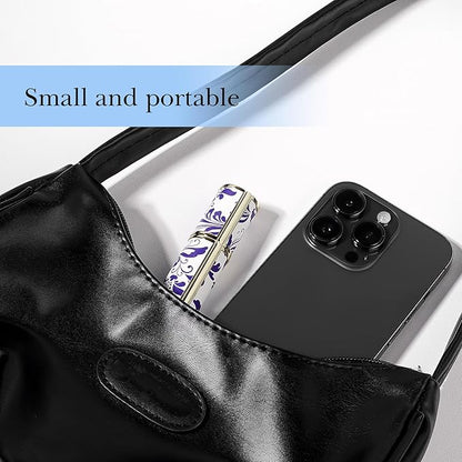 LUEXBOX Portable Perfume Bottle for Travel, Mini Refillable Perfume Dispenser, 5ml Faux Leather Leak Proof Perfume Atomizers, Blue and White Bottles Sprayer for Pocket Perfume (Blue flower)