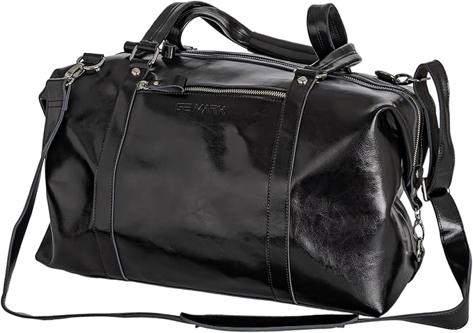 Travel Leather Bag - Genuine Duffel Bag Overnight Weekender for Men & Women
