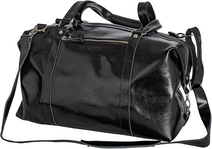 Travel Leather Bag - Genuine Duffel Bag Overnight Weekender for Men & Women