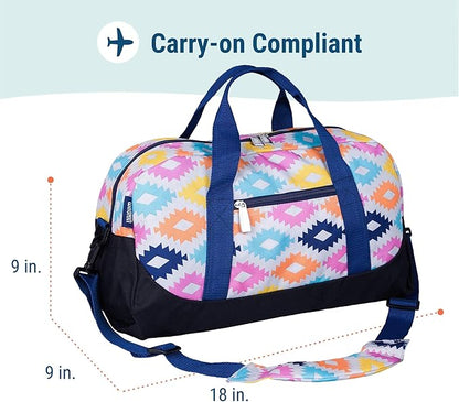 Wildkin Kids Overnighter Duffel Bag – Carry-On Size, Ideal for School & Sleepovers – Aztec