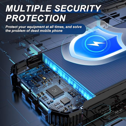 Portable Charger 20000mAh Solar Power Bank Built-in 3 Cables and Wireless Charging Battery Pack Compatible for iPhone, Samsung, IPX5 Waterproof, Bright Flashlight Perfect for Camping, Hiking, Outdoor