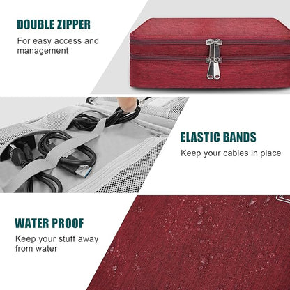 Electronic Organizer Travel Universal Cable Organizer Electronics Accessories Bag for Cable, Charger, Phone, USB, SD Card,1Pack