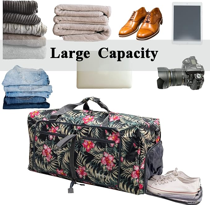 Woogwin Travel Duffel Bag Large Foldable Waterproof Overnight Bag for Beach Swim Bags Pool Sports Gym