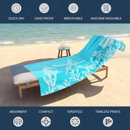 LANE LINEN 2-Pack Oversized Beach Towels, 39"x71" – Quick-Dry, Sandproof & Absorbent – Lightweight Travel Essentials for Pool or Shore – Starfish Serenade