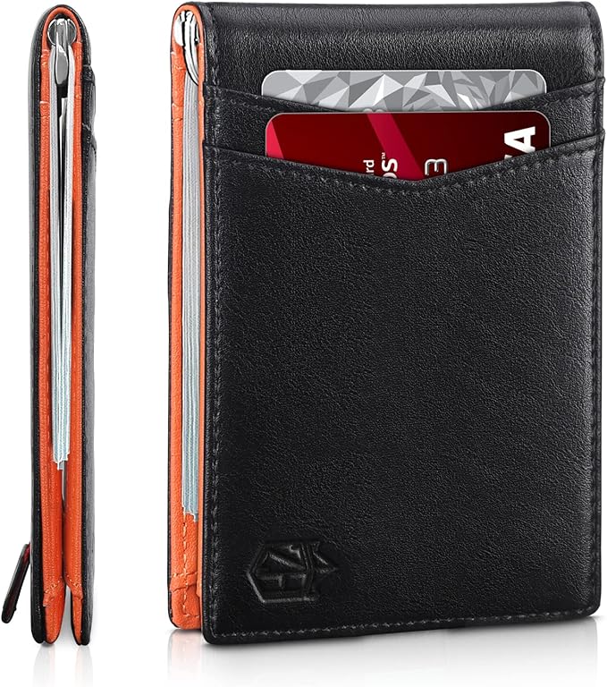 Zitahli Wallet for Men-6 Slots ID Window-Mens Wallets-Slim Wallet Classic Spring Money Clip RFID Blocking-Gift for Men