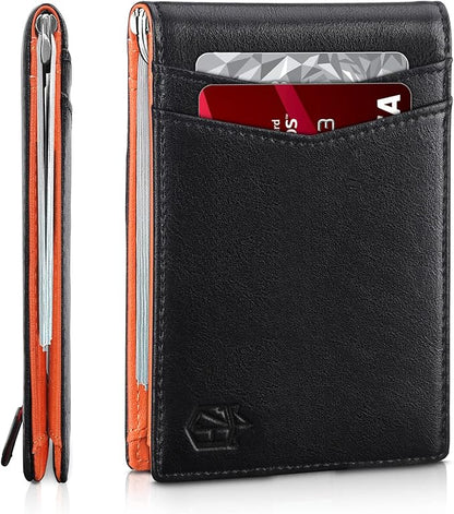Zitahli Wallet for Men-6 Slots ID Window-Mens Wallets-Slim Wallet Classic Spring Money Clip RFID Blocking-Gift for Men