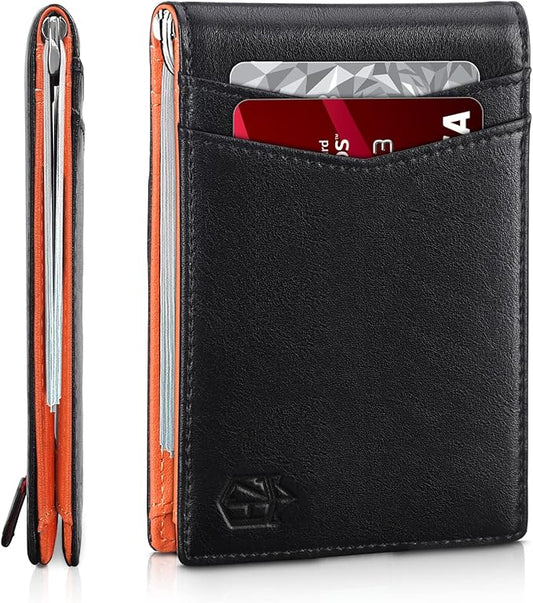 Zitahli Wallet for Men-6 Slots ID Window-Mens Wallets-Slim Wallet Classic Spring Money Clip RFID Blocking-Gift for Men