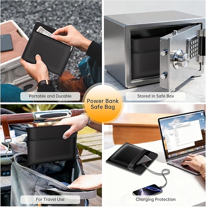 DocSafe Fireproof Document Bag (5200℉) with Fireproof Organizer Travel Case,Heat Insulated Fire＆Water Resistant 8 Layers Safe Money Bag Storage for Important Documents,Cash,Power Bank,Valuables,Black