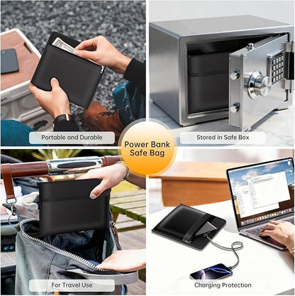 DocSafe Fireproof Document Bag (5200℉) with Fireproof Organizer Travel Case,Heat Insulated Fire＆Water Resistant 8 Layers Safe Money Bag Storage for Important Documents,Cash,Power Bank,Valuables,Black