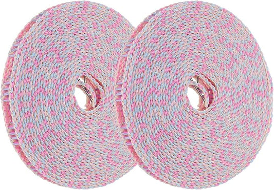 uxcell 2 Pcs Portable Travel Clothesline, 32.8ft Clothes Line Outdoors Travel Hanger Foldable Clothesline Rope with Hooks for Camping Hotel Backyard Home Cruise Ship, Purple