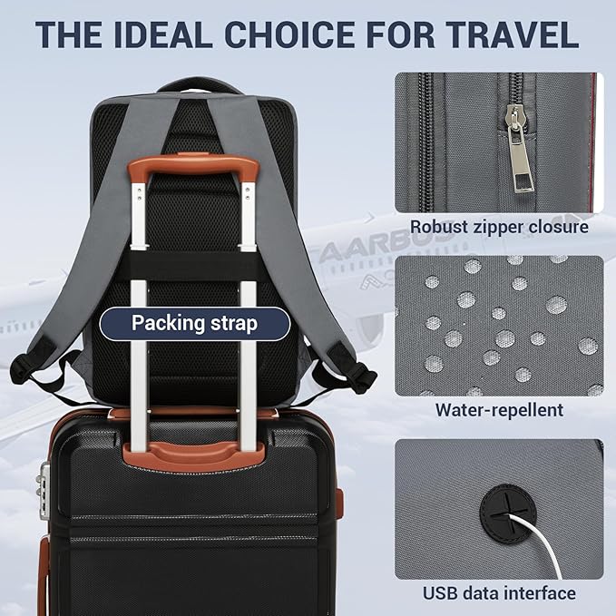 Kono Backpack Carry-on Bag 40x20x25 Carry-on Bag Airplane Travel 20L, 15.6-inch Laptop Backpack, for Men Women, Grey