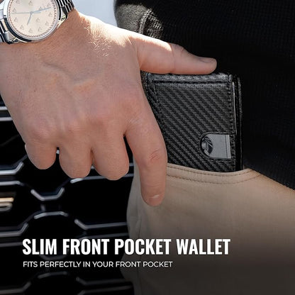 Kingly Cash Clip Slim Leather Wallet for Men with RFID Blocking & Money Clip - Minimalist Front Pocket Bifold Wallet Holds 12 Cards - Secure Card Holder with Easy Access Pull Tab