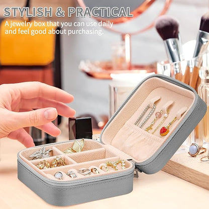 Leezmark 8 Pcs Jewelry Travel Box, Bridesmaid Gifts Set Of 6 & 8, Velvet Jewelry Travel Organizer Small Jewelry Cases Bridesmaid Proposal Gifts Box Mini Storage Organizer Storage Box, Grey