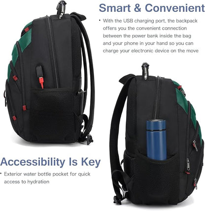 Boavan Laptop Backpack for men, 15.6 inch Laptop Bag with USB Port, Waterproof Travel Work Backpack Purse, Anti-Theft Teacher Nurse Doctor Casual Bookbags Office Business backpack，Deep Juniper Black