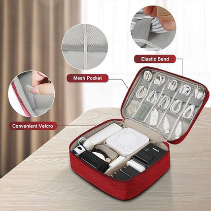 Electronic Organizer Travel Universal Cable Organizer Electronics Accessories Bag for Cable, Charger, Phone, USB, SD Card,1Pack