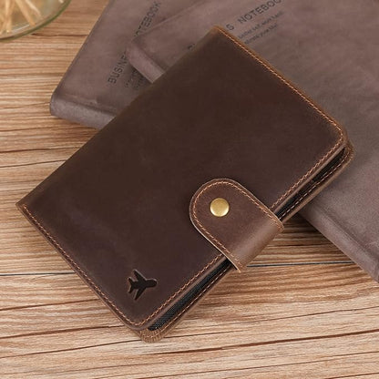 Polare Luxury RFID Blocking Leather Passport Holder Travel Wallet For Men and Women (Dark Brown(Snap Version))