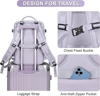 Carry On Backpack Personal Item Travel Backpack For Women Airline/Flight Approved Waterproof Sports Luggage Casual Daypack Small Hiking Backpack Purple