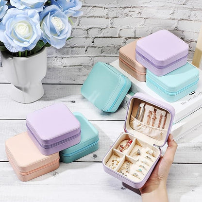 Batiyeer 50 Pcs Small Jewelry Travel Case Bulk Mini Jewelry Box Wedding Bridesmaid Proposal Return Gift for Pooja(Pink Purple Blue)