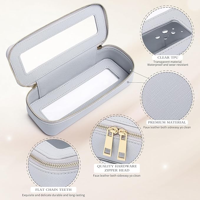 Pinkmik Clear Makeup Bag with Brush Bag 3pcs Waterproof Travel Case for Cosmetics and Toiletries Women's Makeup Organizer with Zipper (Gray, L+M+SLIM)
