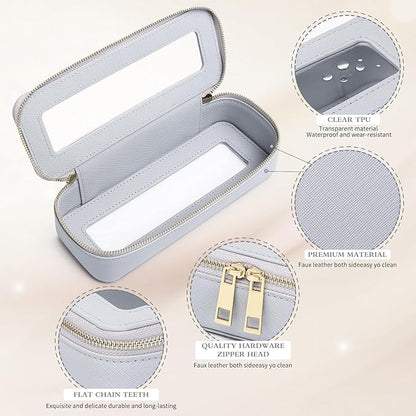 Pinkmik Clear Makeup Bag with Brush Bag 3pcs Waterproof Travel Case for Cosmetics and Toiletries Women's Makeup Organizer with Zipper (Gray, L+M+SLIM)