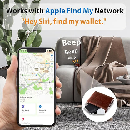 Eelexa Wallet Tracker Card, Rechargeable Thin Finder, Works with Apple Find My (iOS Only), Item Locator for Luggage Tags, Passports, Phone, IP68 Waterproof