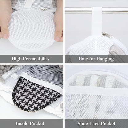 4Pcs Reusable Laundry Shoe Bag for Washer and Dryer, 2024 New Shoe Cleaning Bag, 360Cleaning for Sneaker and Gym Shoes (Grey)