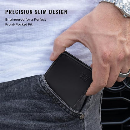 Kings Loot Wallet for Men | Minimalist Slim RFID Blocking Leather Design with Cash Pocket & Card Pull Strap | Holds 1-15 Cards | Stylish & Durable Wallets (Onyx Black)
