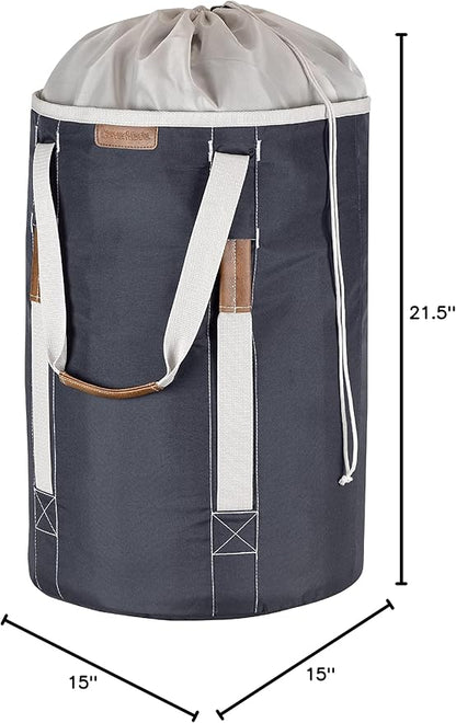 CleverMade Laundry Backpack Duffel Bag with Shoulder Straps - 62L / 16 Gal XL, Charcoal, Drawstring Top Closure for Travel Clothes, Gym, College, Dorm