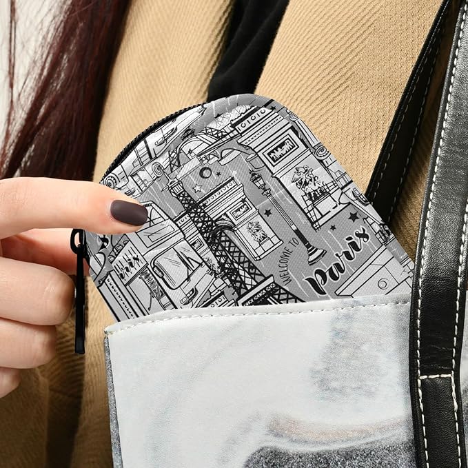 Fustylead Sights of Paris Travel Pill Case Bag with Zipper Weekly Pill Box 8 Compartments 7 Day Personal Pill Case Purse Medicine Case Organizer