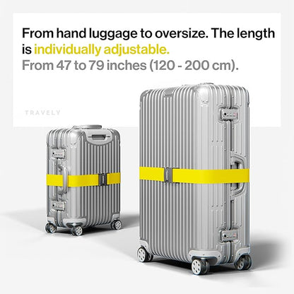TRAVELY Luggage Straps - Particularly conspicuous & Secure - Incl. 4 Name Tags - Luggage Strap Ideal crosswise - [Set of 4]