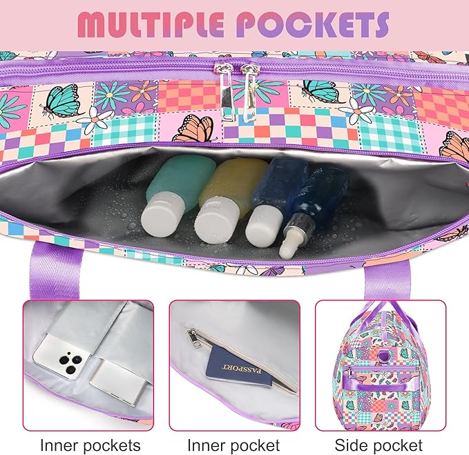 RLGPBON Gym Bag for Kids, Duffel Bag for Girls and Boys Sports, Gyms and Weekend Getaway, Waterproof Dufflebag with Shoe and Wet Clothes Compartment