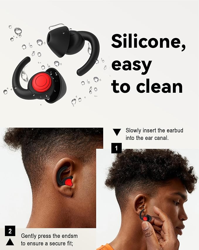 SUPCEAT Ear Plugs for Sleeping - Noise Reduction Soft Silicone Earplugs, 2 Pairs Reusable Hearing Protection Earplugs for Noise Sensitivity, Sleep,Snore,Travel,Sound Reduction Noise Cancelling - Black